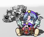  blue_eyes bow chibi chinese_clothes dom drill_hair gundam hair_bow hat hime_cut ichien_(ichien_jinsei) kapool luna_child mechanization miyako_yoshika multiple_girls outstretched_arms shoes star star_sapphire sunny_milk touhou zombie_pose 