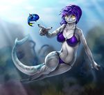  bikini breasts brush_(artist) clothed clothing female feral fish marine necklace nyori pointing shark skimpy solo swimming swimsuit tight_clothing underwater water 