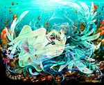  blood dress green_eyes green_hair legs nozaki_tsubata saya saya_no_uta solo underwater wings 