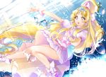  blonde_hair bow bubbles cure_tomorrow dress hug-tan long_hair ponytail precure underwater water yuutarou_(fukiiincho) 