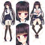  :o arikawa_satoru bed dakimakura garter_straps inu_x_boku_ss multiple_views panties panty_pull purple_hair red_eyes shirakiin_ririchiyo skirt skirt_lift thighhighs unbuttoned underwear 