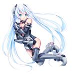  black_heart blue_eyes blue_hair boots breasts elbow_gloves gloves highres kami_jigen_game_neptune_v long_hair monchi_(kashiwa2519) neptune_(series) small_breasts solo thigh_boots thighhighs twintails very_long_hair white_background 