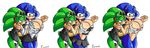  big_breasts blue_eyes blue_hair breast_fondling breasts clothing crossgender cuisine eyewear female fondling goggles green_eyes green_hair hair hedgehog male mammal nude pussy scourge_the_hedgehog sega smile sonic_(series) sonic_the_hedgehog 