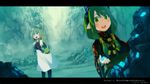  2girls aqua_eyes brown_hair chinese_clothes gloves green_eyes green_hair ika long_hair necklace pixiv_fantasia 