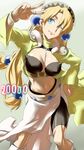  atelier_(series) atelier_marie baariya between_breasts blonde_hair blue_eyes breasts cleavage hits large_breasts marie_(atelier) midriff solo v 