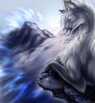  cropped dragon ear_piercing female furred_dragon lying male mountain piercing rukis sidian_(character) smile snow solo 