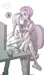  :3 cactus computer couple cup eyes_closed hair heart kneeling love short short_hair sleeping socks 