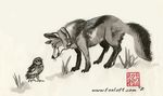  avian canine collar coyote feral foxfeather male mammal outside owl sumi-e 