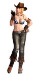  3d absurdres blonde_hair blue_eyes boots bra breasts cowboy cowboy_hat dead_or_alive dead_or_alive_5 denim fringe_trim gloves hat highres jeans jewelry medium_breasts necklace official_art pants short_hair solo tina_armstrong underwear western 