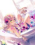  alcohol alternate_hairstyle back bad_id bad_pixiv_id bangs barone_(battle_spirits) bath bathing bathtub battle_spirits battle_spirits:_brave blonde_hair blush bottle character_name claw_foot_bathtub cup demon_boy demon_tail drinking_glass dutch_angle faucet flower from_side hair_between_eyes hair_down hair_flower hair_ornament holding horns indoors italian long_hair looking_at_viewer male_focus nude otoko_no_ko partially_submerged petals r0c reclining red_flower red_rose rose rug solo spill tail tile_floor tiles towel translated transparent very_long_hair water wine wine_glass yellow_eyes 