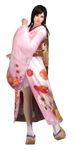  3d absurdres breasts brown_hair clog_sandals dead_or_alive dead_or_alive_5 highres japanese_clothes kimono kokoro_(doa) long_hair medium_breasts obi official_art sash silver_eyes smile socks solo 
