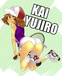  androgynous ass ass_focus bad_id bad_pixiv_id baseball_cap blush brown_eyes brown_hair from_behind hat kai_yuujirou male_focus msp_sammy otoko_no_ko racket shoes sneakers tennis_no_ouji-sama tennis_racket 