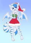  blue_eyes blue_markings bow box-cat female fur gift karla_halldor mammal markings nimbat solo white_fur 