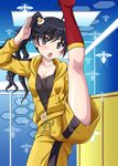  :o araragi_karen bee black_eyes black_hair blush bug fried_egg hair_ornament hidaka_toworu high_kick hood hooded_track_jacket hoodie insect jacket kicking long_hair monogatari_(series) nisemonogatari open_mouth shorts side_ponytail solo track_jacket 