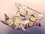  cat feline looking_at_viewer lynx mammal mistresssparkles playing ribbons sketchkat sketchkat_(character) spots stripes 