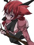  1girl duel_monster fortune_lady fortune_lady_fire long_sleeves pointy_ears rdim6gr8 red_eyes red_hair short_hair solo staff wings yu-gi-oh! yuu-gi-ou_duel_monsters 
