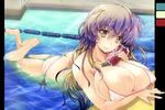  asai_ichiko ass bad_anatomy bad_feet barefoot blonde_hair breasts butt_crack can_to_cheek collarbone dr_pepper error gradient_hair hijiri_byakuren huge_breasts jewelry lane_line long_hair multicolored_hair necklace partially_submerged pool pool_ladder purple_hair see-through smile solo touhou water wrong_feet yellow_eyes 