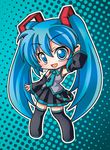  blue_eyes blue_hair chibi detached_sleeves hatsune_miku long_hair necktie shinjitsu solo twintails very_long_hair vocaloid 