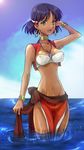  adjusting_hair aoi_chihiro_(ru3ds) bad_id bad_pixiv_id bare_shoulders blue_eyes bob_cut bracelet breasts covered_nipples dark_skin earrings fushigi_no_umi_no_nadia hair_ornament hairclip hoop_earrings jewelry loincloth medium_breasts midriff nadia necklace ocean short_hair smile solo strapless tubetop vest wading wet 