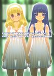  aoki_reika blonde_hair blue_eyes blue_hair blush dress hair_tubes hairband holding_hands kise_yayoi long_hair multiple_girls precure see-through senbata-rou short_hair smile smile_precure! thigh_gap white_hairband yellow_eyes 