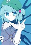  bad_id bad_pixiv_id blue_eyes blue_hair dise hair_bobbles hair_ornament hat highres kawashiro_nitori key short_hair sleeves_rolled_up solo touhou two_side_up 