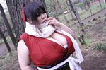  1girl asian black_hair blue_eyes breasts brown_hair cleavage cosplay fat huge_breasts luu_(cosplayer) manyuu_chifusa manyuu_chifusa_(cosplay) manyuu_hikenchou obese photo solo two-toned_hair 