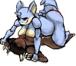  big_butt blush breast_squish breasts breasts_frottage butt female kangaskhan lesbian lopsidedworld nidoqueen nintendo open_mouth pok&#233;mon pok&eacute;mon sex video_games 