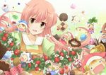  bread chocolate cookie fairy_(jintai) food fruit green_eyes jinrui_wa_suitai_shimashita long_hair nora-toro open_mouth pink_hair smile strawberry very_long_hair watashi_(jintai) 