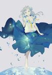  barefoot hair_ornament jewelry long_hair necklace original purple_eyes shards skirt solo sumi_(pixiv619693) white_hair 