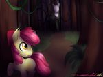  applebloom_(mlp) cub equine female feral forest friendship_is_magic horse mammal my_little_pony no_face ponification pony running slenderman slendermane spittfire spittslittlecorner suit tentacles tree wood young 