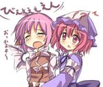  animal_ears bird_wings blush crying expressive_clothes hat jd_(bibirijd) long_sleeves multiple_girls mystia_lorelei open_mouth pink_eyes pink_hair saigyouji_yuyuko short_hair tears touhou translation_request triangular_headpiece wide_sleeves wings 