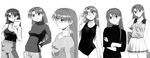  azuma_kiyohiko azumanga_daiou casual cheerleader glasses greyscale highres mizuhara_koyomi monochrome official_art one-piece_swimsuit swimsuit 