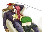  1girl ass couch couple crossover esaka hetero hong_meiling krizalid m.u.g.e.n no_panties the_king_of_fighters the_king_of_fighters_'99 thighhighs touhou zettai_ryouiki 