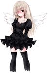  blonde_hair blush copyright_request dress flat_chest fuyube_rion lowres solo thighhighs wings 