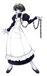  black_hair chain copyright_request fuyube_rion maid purple_skin short_hair solo 