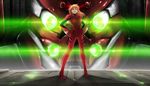  71 blue_eyes duplicate eva_02 glowing glowing_eyes hands_on_hips lights long_hair mecha neon_genesis_evangelion orange_hair plugsuit shadow solo souryuu_asuka_langley 