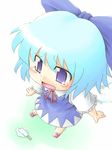  bad_id bad_pixiv_id blue_hair bow cirno food ice_cream kakkou ribbon short_hair solo tears touhou wings 