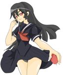  black_hair kaibutsu_oujo kamura_reiri momio school_uniform serafuku vampire 