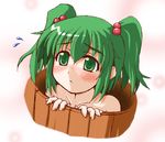  blush bucket gekkou_ookami green_eyes green_hair hair_bobbles hair_ornament in_bucket in_container kisume solo touhou twintails wooden_bucket 