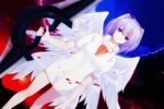  angel_(evangelion) angel_chromosome_xx banned_artist blood blue_hair double-blade dress harano lcl neon_genesis_evangelion red_eyes smile sword tabris tabris-xx twintails weapon white_hair wings 