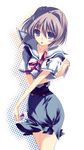  card clannad fujibayashi_ryou hikarizaka_private_high_school_uniform holding holding_card onodera_(merrily;maryanne) playing_card school_uniform solo 