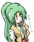  green_hair green_neckwear higurashi_no_naku_koro_ni kurou_(niconicorin) long_hair lowres necktie solo sonozaki_mion 