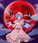  bat bat_wings moon red_eyes red_moon remilia_scarlet shiina_aya short_hair solo touhou wings 