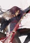  armor berserker_(fate/zero) fate/zero fate_(series) hood hoodie lancelot_(fate/zero) long_hair male_focus matou_kariya multiple_boys purple_hair spoilers subdue_ezwei sword weapon white_hair 