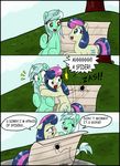  arthropod bench blush bonbon_(mlp) ciriliko comic creeper cutie_mark dialog dialogue english_text equine female feral friendship_is_magic hair horn horse lyra_(mlp) lyra_heartstrings_(mlp) mammal minecraft my_little_pony pony spider text unicorn video_games 