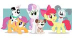  apple_bloom_(mlp) applebloom_(mlp) bow canine cub cutie_mark_crusaders_(mlp) dog equine female feral friendship_is_magic green_eyes hair horn horse mammal my_little_pony pegasus pony pound_puppies purple_eyes scootaloo_(mlp) sibsy sweetie_belle_(mlp) two_tone_hair unicorn wings young 