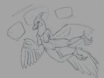  avian bed bird breasts female lying nude nyar on_back sketch solo wings 