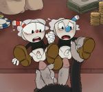  anal anal_penetration animate_inanimate bottomless brother brothers claws clothed clothed_sex clothing cuphead_(character) cuphead_(game) diphallism erection faceless_male first_person_view footwear gloves grey_penis group group_sex hand_holding humanoid humanoid_on_humanoid humanoid_penis it&#039;ll_never_fit larger_male leg_grab lying male male/male male_penetrating male_pov money mugman multi_penis object_head on_back penetration penis questionable_consent semi_incest sex shallow_penetration shoes sibling size_difference the_devil_(cuphead) threesome toxic-boner vein veiny_penis video_games 