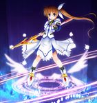  :o blush character_name copyright_name dress energy_ball fingerless_gloves flipper gloves glowing jacket long_hair lyrical_nanoha magazine_(weapon) magic_circle magical_girl mahou_shoujo_lyrical_nanoha_strikers mahou_shoujo_lyrical_nanoha_vivid md5_mismatch open_clothes open_jacket purple_eyes raising_heart red_hair shoes side_ponytail solo staff takamachi_nanoha winged_shoes wings 