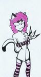  cat feline female hair johndarwinencarnado knife lab_coat legwear mammal nurse pink_hair smile solo the_doodling_dead thigh_highs weapon wild 